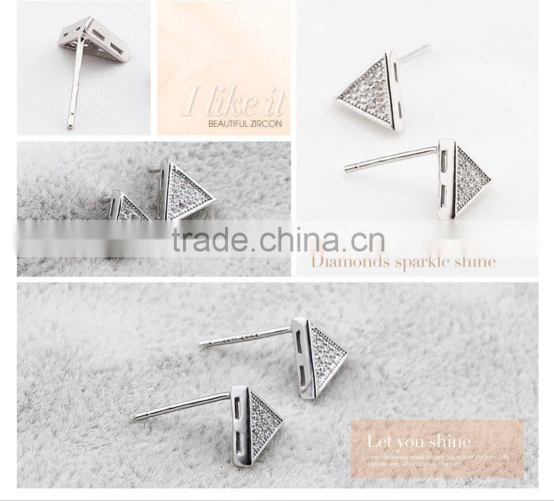 OUXI 2015 fashion triangel jewelry rhinestone stud earrings Y20235