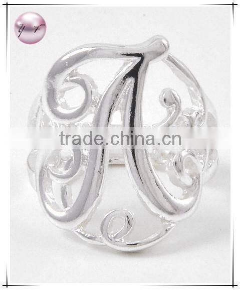 Gold Tone Metal Black Epoxy Lead nickel Compliant Initial W Stretch Ring