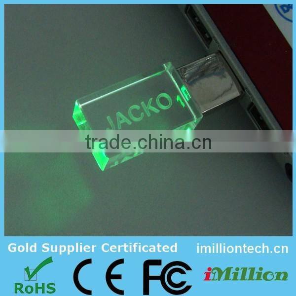 Wholesales Alibaba Express LED Light Crystal USB Flash Drive,USB glass flash drives,3D Crystal Glass USB Pendrive