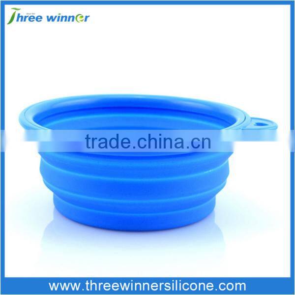 blue round shape silicone pet bowl non-stick pet bowl