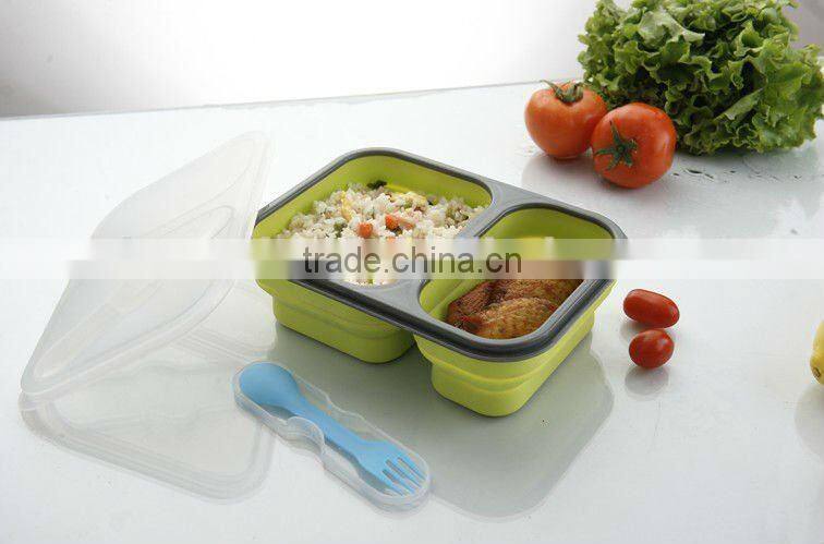 2013 hot selling food grade silicone collapsible hot case lunch box