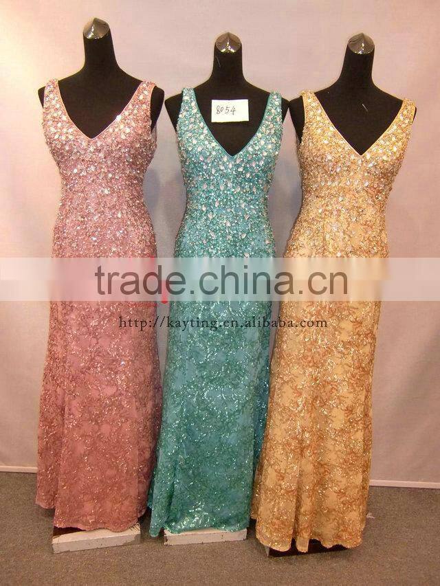 Sexy sleeveless deep v-neck sequins plus size rockabilly dress