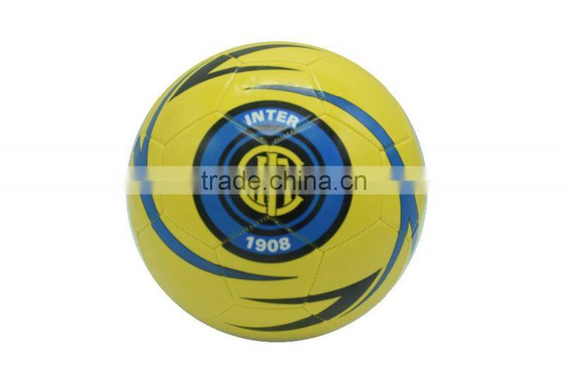 yellow color machine stitched pu matte size 5 football