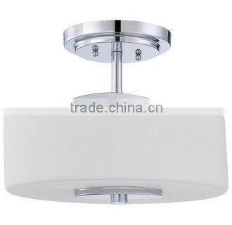 Polished Chrome Semi-Flush Mount Ceiling Fixture with Oval glass Shade