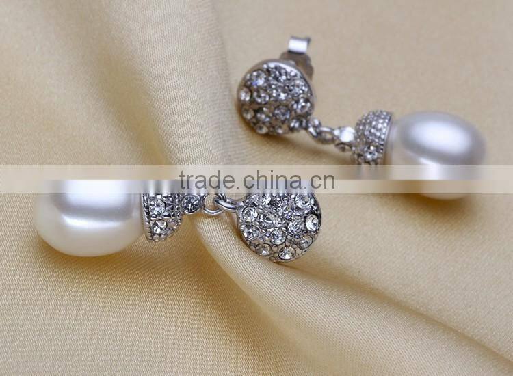 Freshwater real pearl earring AAA drop 8-9mm women pearl earring jewel