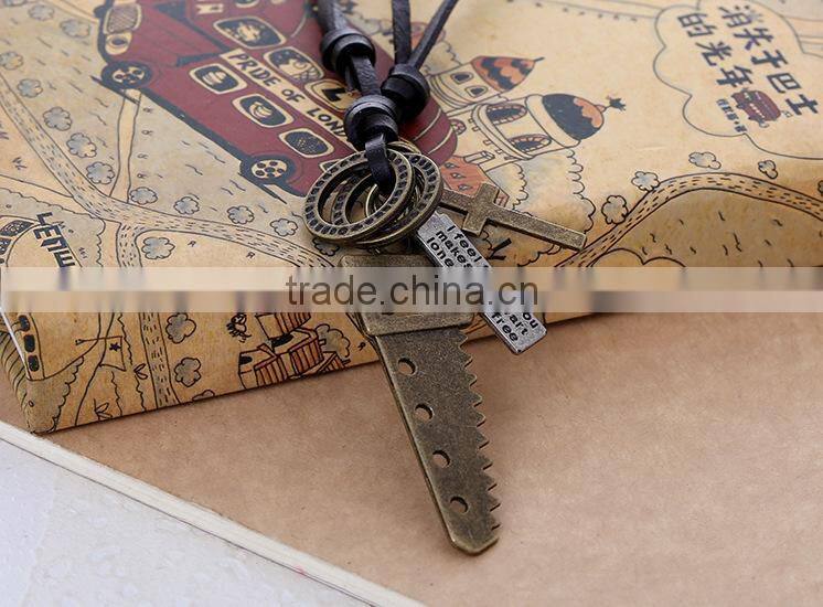 N0016 wholesale Scissors leather necklace fashionable design latest necklace