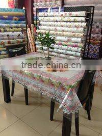 Newest rectangle transparent printed all-in-one vinyl tablecloth piece/roll