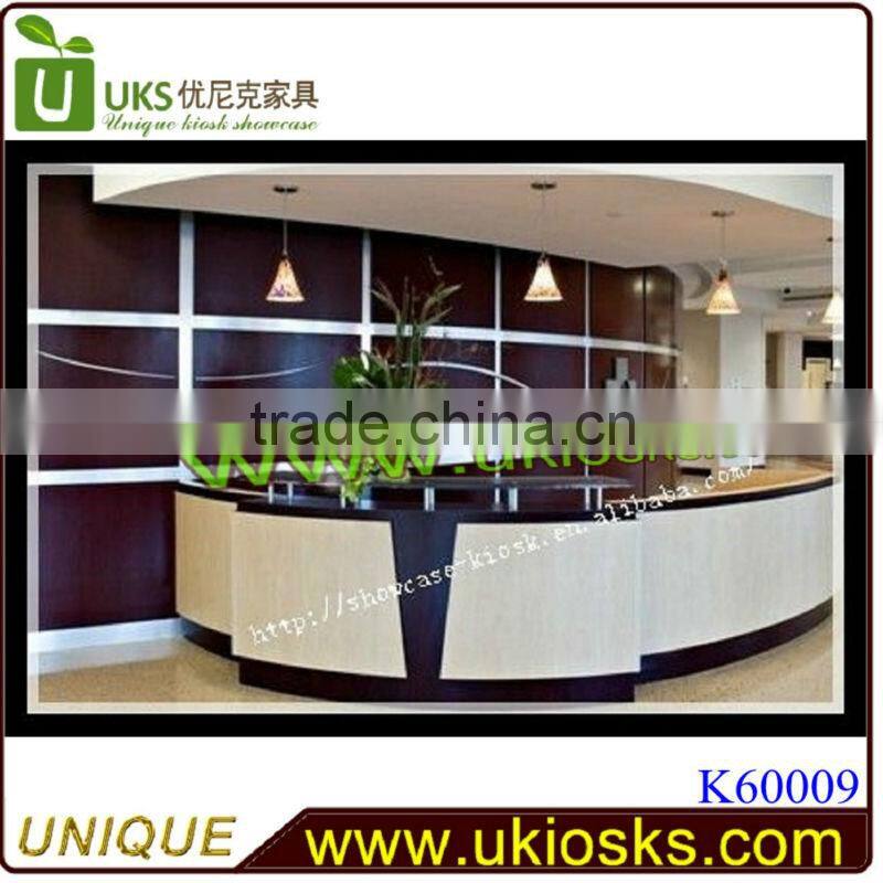 2013 Aluminium framed modern office furniture reception desk, high quality round reception counter with 70mm thick partition