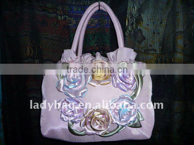 satin flower handbag