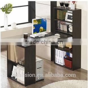 simple wooden horse like computer desk with book shelf