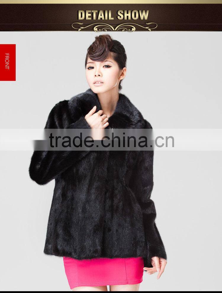 sale natural black mink fur coat with factory price