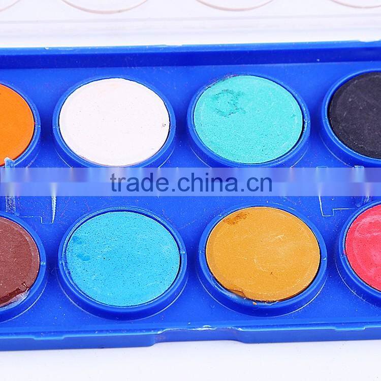 Wholesale 12pcs mini solid powder paint watercolor cakes set professional quality for kids painting