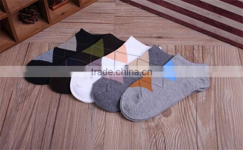 Factory Custom Made Mens Casual Argyle design short ankle socks,custom made mens ankle socks