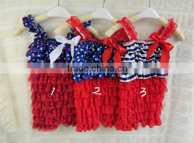 Hot sale Fashion/ Pretty/ Soft Ruffled Rompers Baby Sleeveless Rompers/ Bodysuit Best Posh Petti Ruffle Lace And Satin Rompers