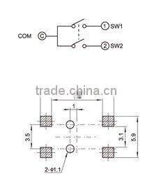 FTMHF07 smt 6mm 4pin double action tact switch