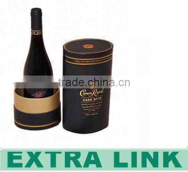 Side Open Paper Wine Box One Bottle Wine Packaging With Red Ribbon Handle