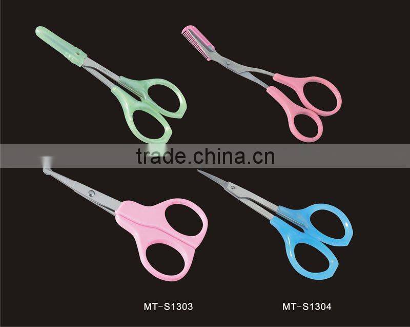 Cute color good quality manicure eyebrow scissors with comb