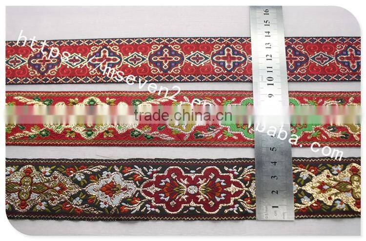 Newest 4.3cm width ethnic embroidery webbing polyester for garment/bag