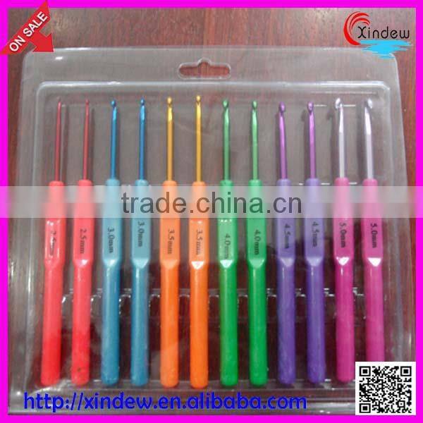Carbonized bamboo wooden crochet hook kit in cloth bag package