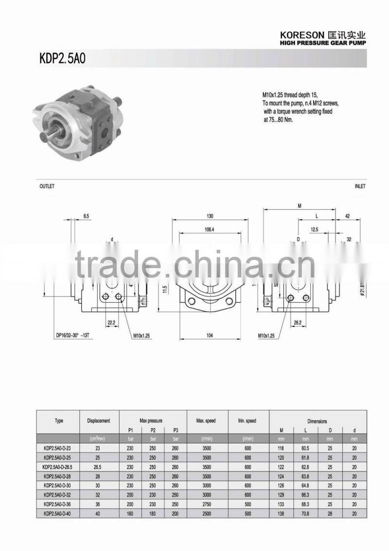 Shimadzu SGP hydraulic gear pump for forklift