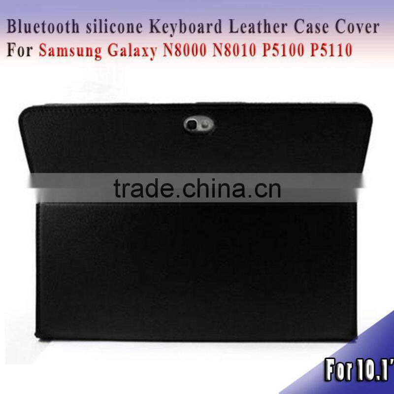 3.0 Bluetooth keyboard for samsung galaxy Note 10.1 N8000/N8010/P5100 silicone Keyboard Leather Case Cover silicone case