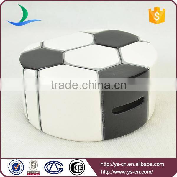 Cute football shape ceramic money safe box
