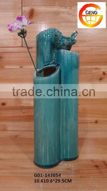 Columnar ceramic decorated vase for indoor decor