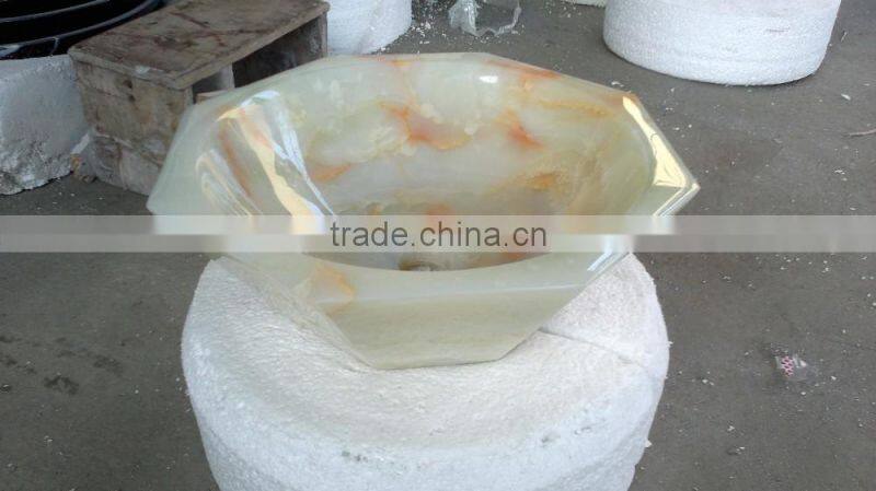 Polished onyx bathroom sink and basin on promotion