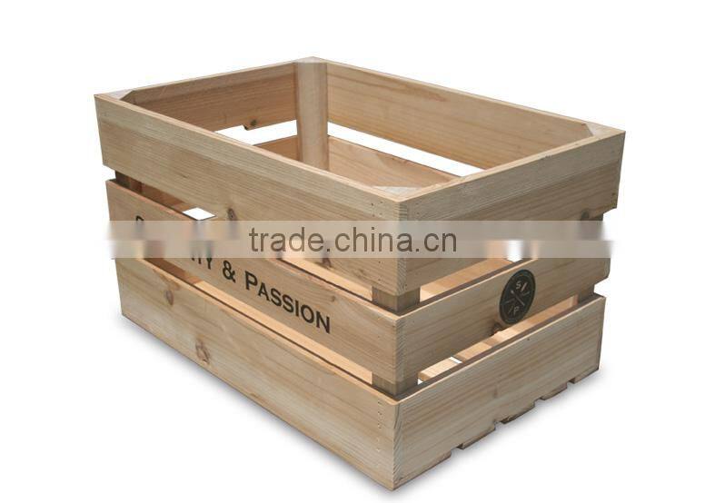 2016 hot sale wholesale factory price Natural Wood Box Fruit Crate Wooden Vegetable Crates / Storage