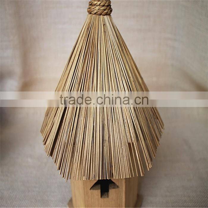 Wood carved bird christmas miniature houses with tree shaped window