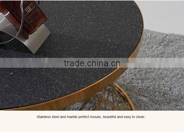 C404 Chinese Home Furniture Rose Gold Marble Coffee Table