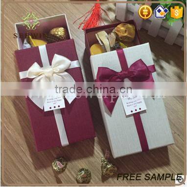 rectangular wedding sweet box with decorative bowknot