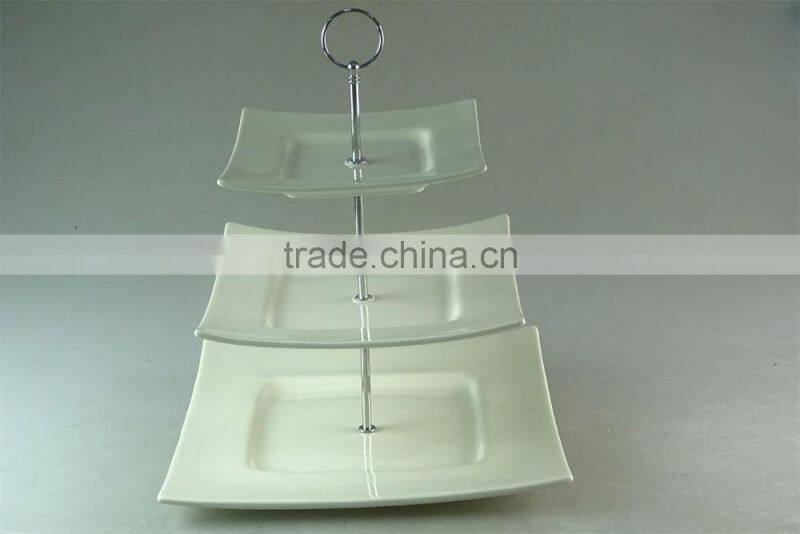 3-tier ceramic rectangular stand holder snack plate for party in stocklots