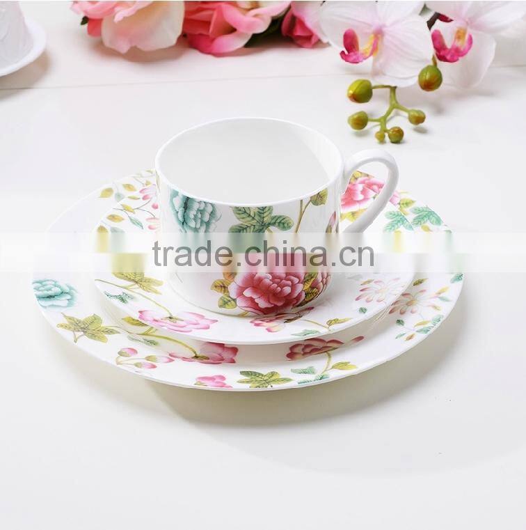 Beauty flower Porcelain Ceramic coffee Cups Saucers and flat plate