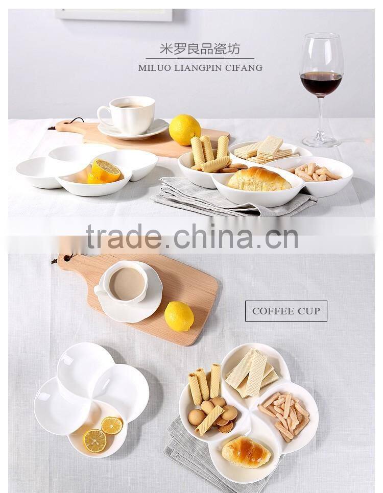 Hot sale white 4 compartment grids dish/plates