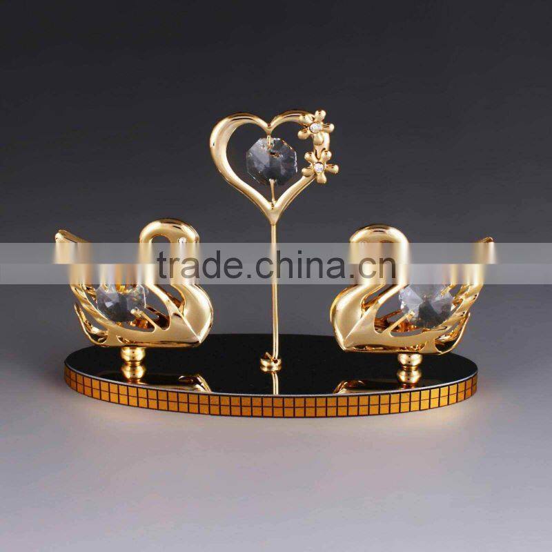 24K gold plated love swan gifts for wedding decoration