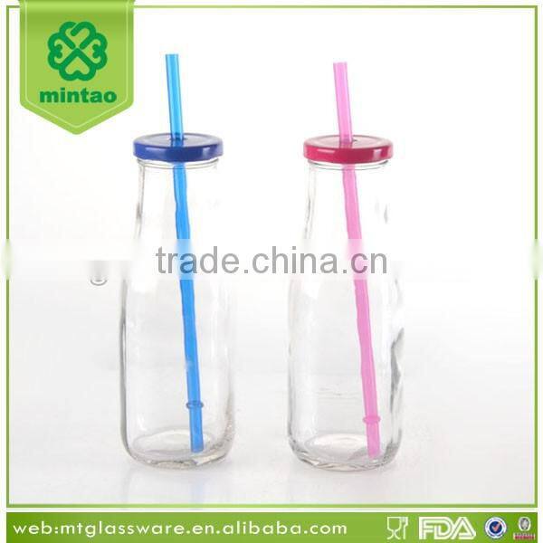 display box packing small glass bottles with lids and paper straw