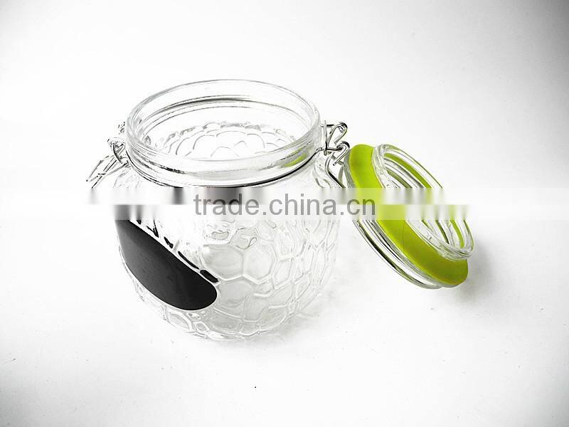 blackboard design clamp top lid glass jar with multi colored gaskets