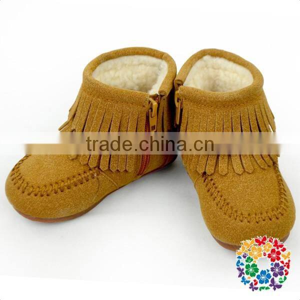 Children Boys And Girls Adding Cashmere Warm Snow Boots Tassel Shoes Kids
