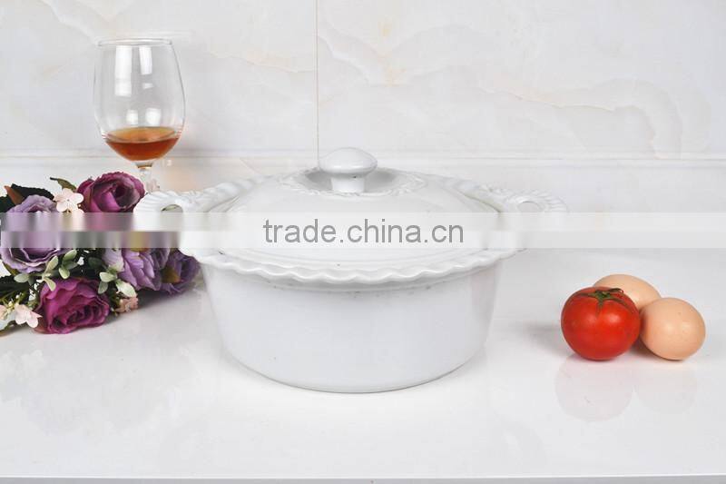 12.5" Round porcelain baking tray with lid