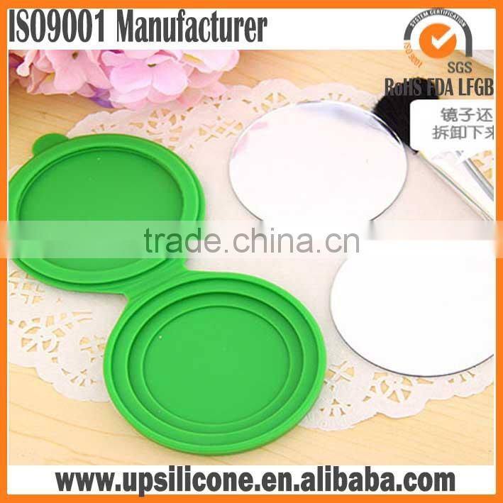 Folding travel mirror,silicone purse size travel cosmetic makeup pocket mirror
