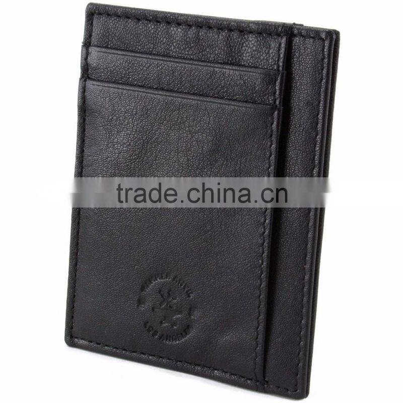 RFID Blocking Minimalist real Leather Slim Front Pocket money clip