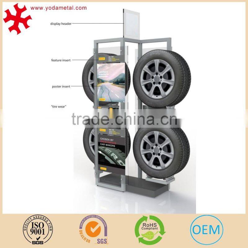 Heavty duty car tyre parts display rack for retail store, 4S store tire storage stand metal metal tire display