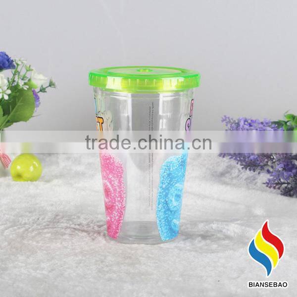 600ml single wall Acrylic plastic tumbler with lid