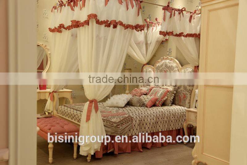 French style wooden carved ivory antique finished vanity makeup dresser with mirror - BF07-70357D