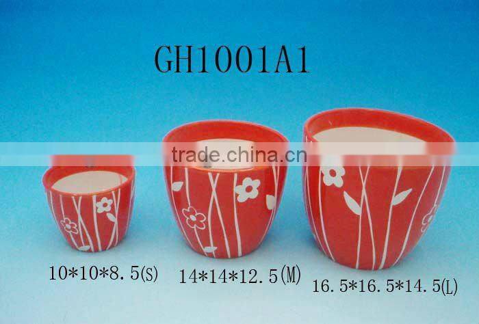 6.5" Green Ceramic flower pot