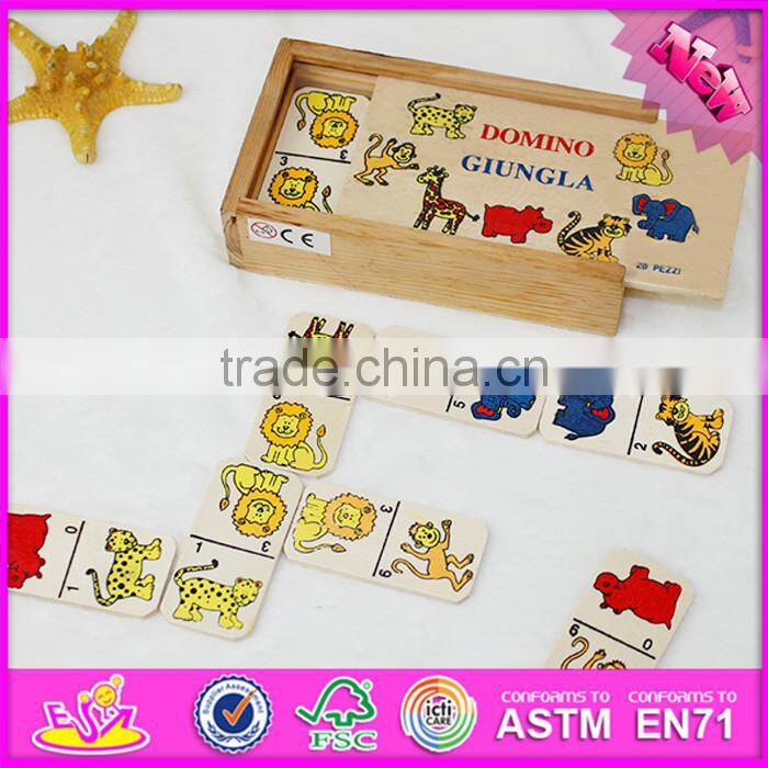 2016 hot sale educational children wooden domino building blocks W15A067