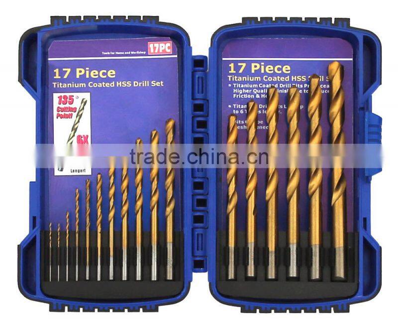 17pc Titanium Coated HSS Drill Set