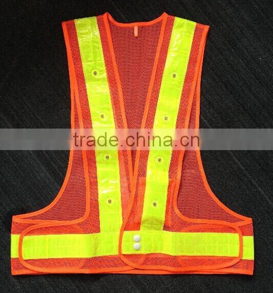Reflective Led Lighted Flashing Police Safety Vest With Velcro EN471 High Visibility