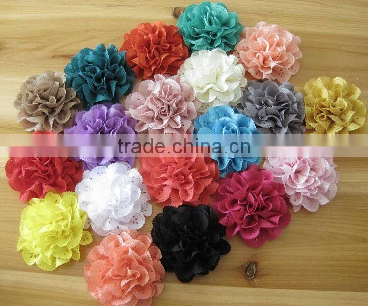 fabric flower with rhinestone in center for kids hair accessories